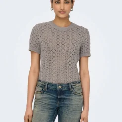 ONLY Pull saga brodé sunlight regular Femme GRIS Clearance