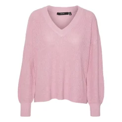 VERO MODA Pull zia vert gris col V manches longues Femme ROSE POUDRE Hot