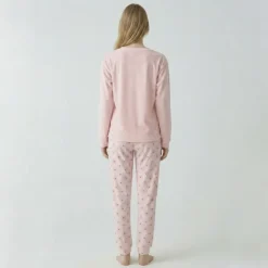BILL TORNADE Pyjama long velours mot 23172 Femme ROSE