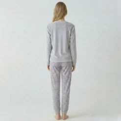 BILL TORNADE Pyjama long velours mot 23172 Femme VIOLET CLAIR