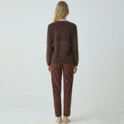 BILL TORNADE Pyjama long velours mot 23172 Femme MARRON Online