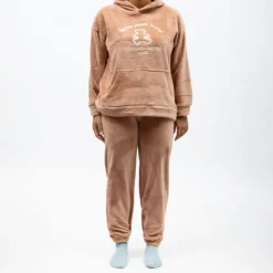 LULU CASTAGNETTE Pyjama polaire à capuche avec broderie Femme MARRON CLAIR Best