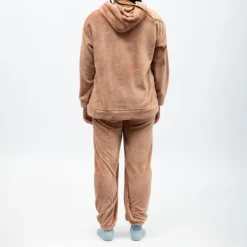 LULU CASTAGNETTE Pyjama polaire à capuche avec broderie Femme MARRON CLAIR Best
