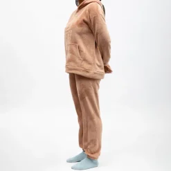 LULU CASTAGNETTE Pyjama polaire à capuche avec broderie Femme MARRON CLAIR Best