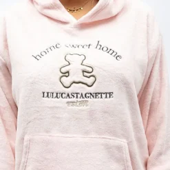 LULU CASTAGNETTE Pyjama polaire à capuche avec broderie Femme ROSE CLAIR Sale