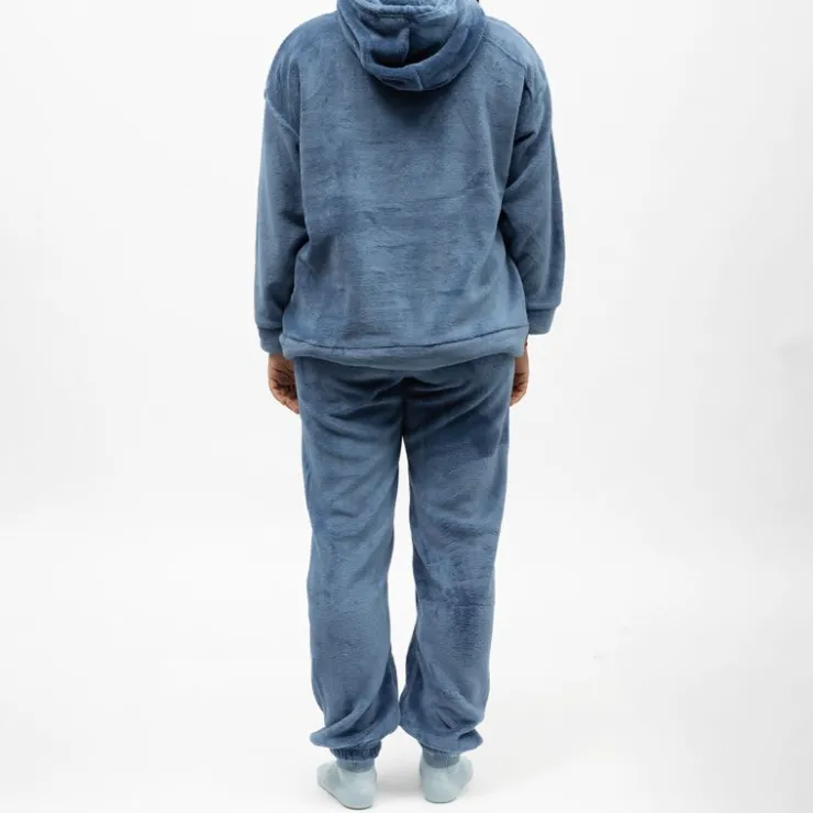 LULU CASTAGNETTE Pyjama polaire à capuche avec broderie Femme BLEU