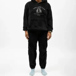 LULU CASTAGNETTE Pyjama polaire à capuche avec broderie Femme NOIR Discount