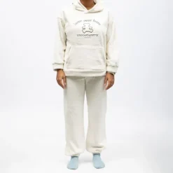 LULU CASTAGNETTE Pyjama polaire à capuche avec broderie Femme BLANC ECRU Discount