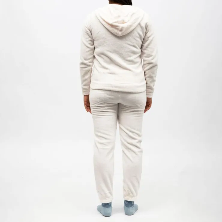 LULU CASTAGNETTE Pyjama polaire à capuche zippé Femme BLANC ECRU