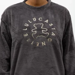 LULU CASTAGNETTE Pyjama polaire doux col rond pantalon regular Femme GRIS FONCE Sale