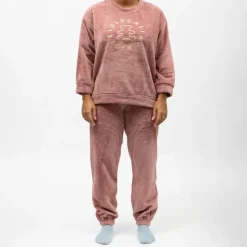 LULU CASTAGNETTE Pyjama polaire doux col rond pantalon regular Femme ROSE Clearance