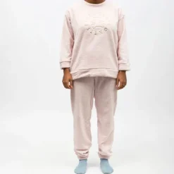 LULU CASTAGNETTE Pyjama polaire doux col rond pantalon regular Femme ROSE CLAIR Hot