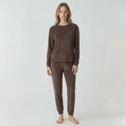 BILL TORNADE Pyjama velours logo 27163 Femme MARRON FONCE Best