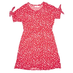 DEELUXE 74 Robe à boutons fleurie Fille Enfant ROUGE