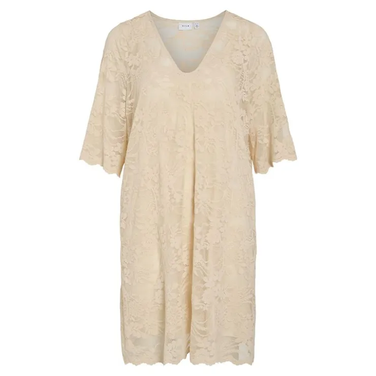 VILA Robe à dentelles Lorna manches 3/4 birch Femme BEIGE Online