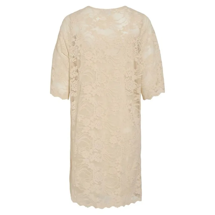 VILA Robe à dentelles Lorna manches 3/4 birch Femme BEIGE Online