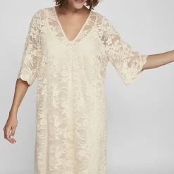 VILA Robe à dentelles Lorna manches 3/4 birch Femme BEIGE Online