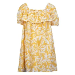 LA PETITE ETOILE Robe bicolore courte col élastique bleu Rociel manches courtes Femme JAUNE CLAIR Hot