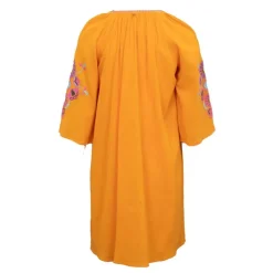 ANTIK BATIK Robe caftan manches 3/4 magoo broderie fleurie Femme ORANGE Best