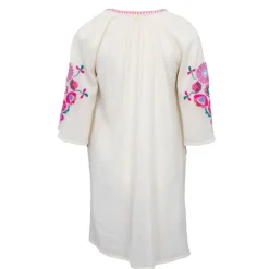 ANTIK BATIK Robe caftan manches 3/4 magoo broderie fleurie Femme BLANC ECRU Best