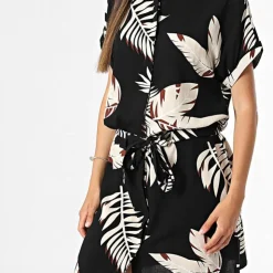 VERO MODA Robe chemise à fleurs avec boutons Femme NOIR Best