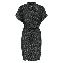 VERO MODA Robe chemise ceinturée à motif géométrique Femme NOIR Sale