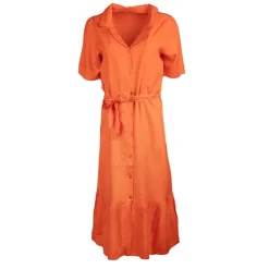 DEELUXE 74 Robe chemise longue Femme ORANGE Hot