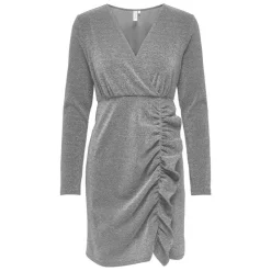 ONLY Robe col V à volant irisée Femme ARGENT Discount