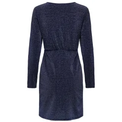 ONLY Robe col V à volant irisée Femme BLEU FONCE Sale