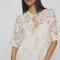 VILA Robe col v longue Nalina 3/4 Rosewater Femme ROSE CLAIR Discount