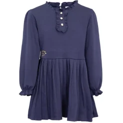 CXL BY CHRISTIAN LACROIX Robe coton plissée boutons bijoux manches à volants fille Enfant BLEU FONCE Hot