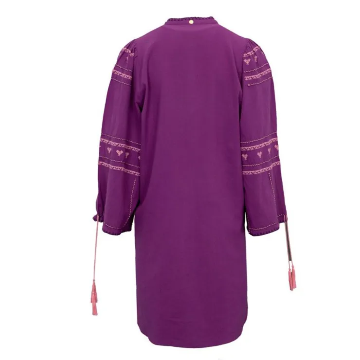 ANTIK BATIK Robe coton purple lima avec broderie Femme VIOLET Discount