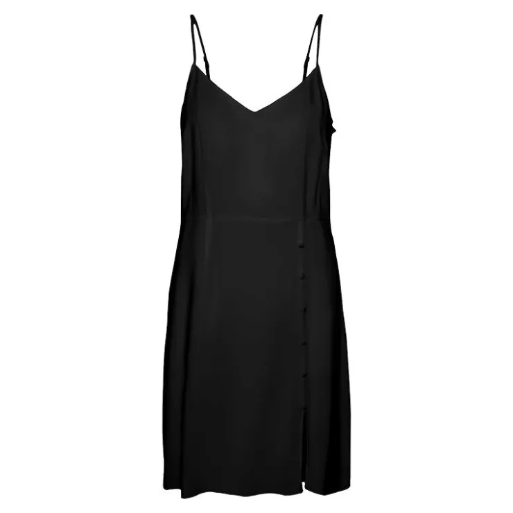 VERO MODA Robe courte à bretelles ajustables col v avec fente Femme NOIR