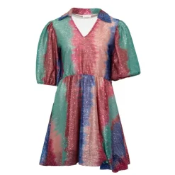 HOLLY AND JOEY Robe courte coco arc en ciel à paillettes col v Femme MULTICOLORE Best