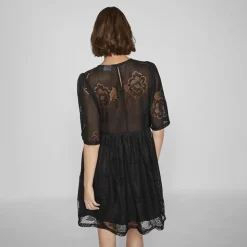 VILA Robe courte dentelle kayle manches 3/4 black Femme NOIR Best