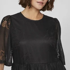 VILA Robe courte dentelle kayle manches 3/4 black Femme NOIR Best