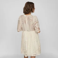 VILA Robe courte dentelle kayle manches 3/4 black Femme BEIGE Best