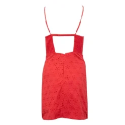 LA PETITE ETOILE Robe courte droite dentelle à bretelle Rindra Femme ROUGE Discount