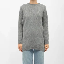 LA PETITE ETOILE Robe courte en maille maelle col rond Femme GRIS Hot