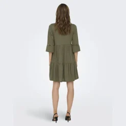 JDY Robe courte évasée manches 3/4 Femme KAKI Outlet