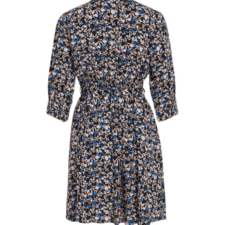 VILA Robe courte manches 3/4 imprimée floral Femme NOIR Discount