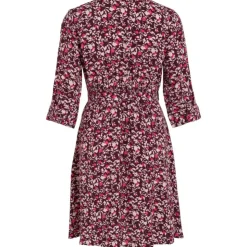 VILA Robe courte manches 3/4 imprimée floral Femme BORDEAUX Sale