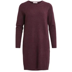 VILA Robe courte manches longues en fine maille Femme BORDEAUX Outlet