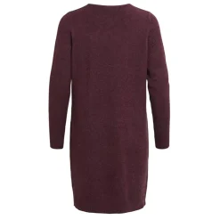 VILA Robe courte manches longues en fine maille Femme BORDEAUX Outlet