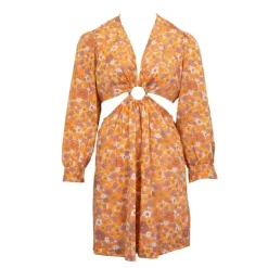 ANTIK BATIK Robe courte marty décolletée fleuri à nouer Femme ORANGE Best