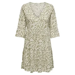 JDY Robe courte motif imprimée manches 3/4 Femme BEIGE Online
