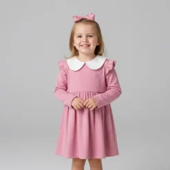 CXL BY CHRISTIAN LACROIX Robe courte plissée col claudine blanc fille épaules à volants Enfant ROSE