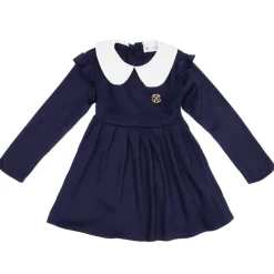 CXL BY CHRISTIAN LACROIX Robe courte plissée col claudine blanc fille épaules à volants Enfant BLEU FONCE Online