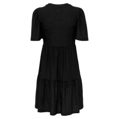 JDY Robe courtes manches courtes trapèze ajouré uni Femme NOIR Discount