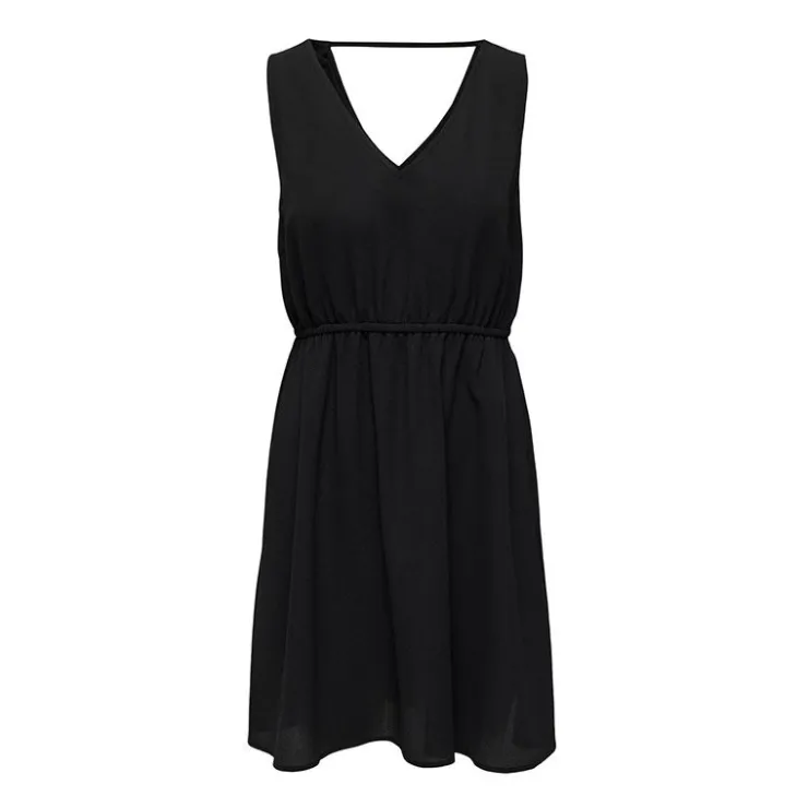 ONLY Robe décolleté en v taille élastique Femme NOIR Best